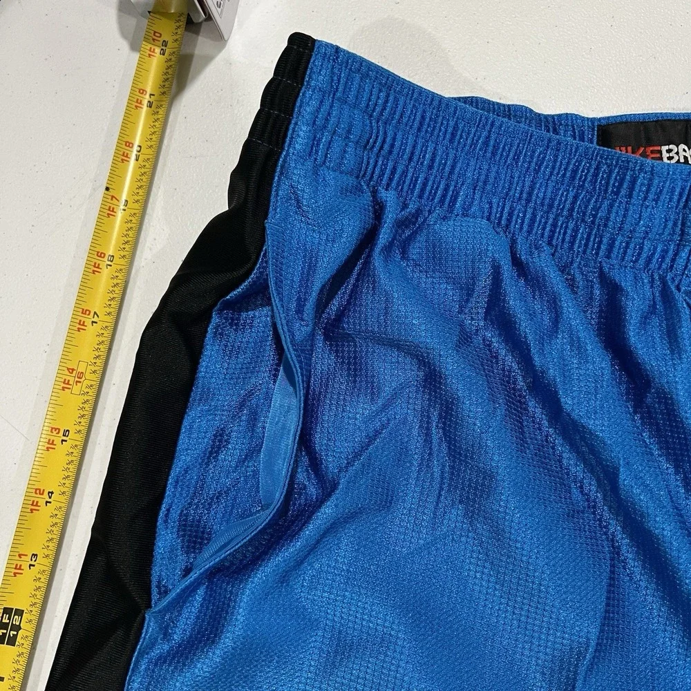 NIKE Vintage Y2K Basketball Shorts Men's Large Dazzle Shiny Silky Blue Black